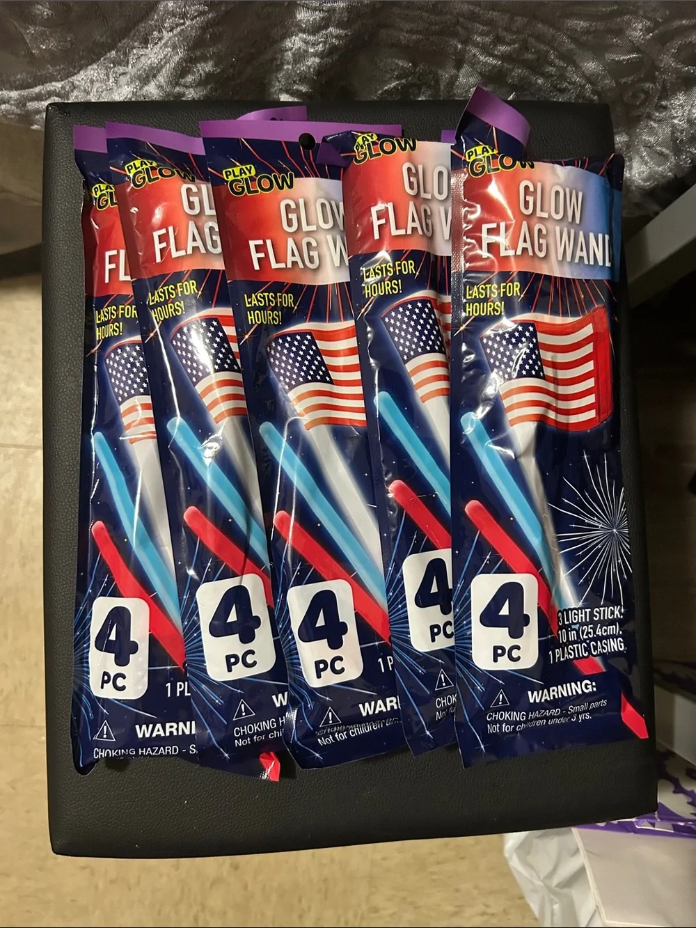 Red & Blue Glow Flag Wands - 5 Pack Bundle